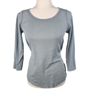Cut Loose Sheer Mesh Tee Size Small Neutral Gray 3/4 Length Sleeve 100% Cotton